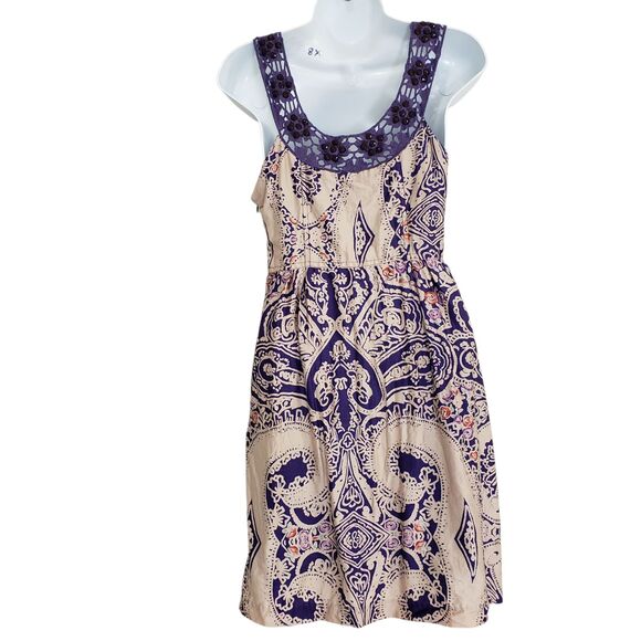 Free People Folklore Paisley Dress Womens Size 4 Jewel Trim Boho - Picture 7 of 12